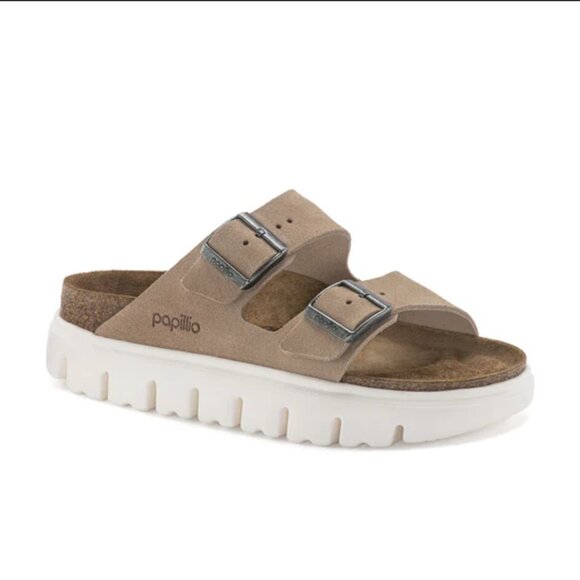 Papillio Shoes - Papillio Birkenstock Women's Arizona Chunky Suede Platform Sandals Warm Sand 39